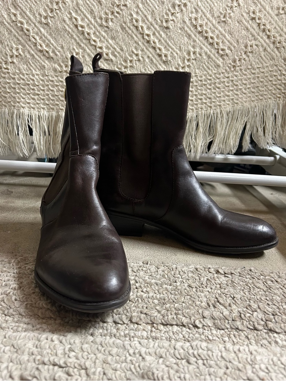 Ralph Lauren Chocolate Brown Leather Chelsea Booties